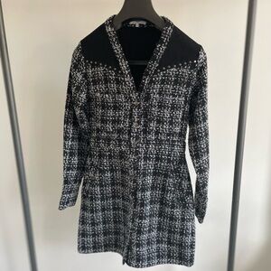 Suncoo Paris Black & White Tweed  Mini Dress